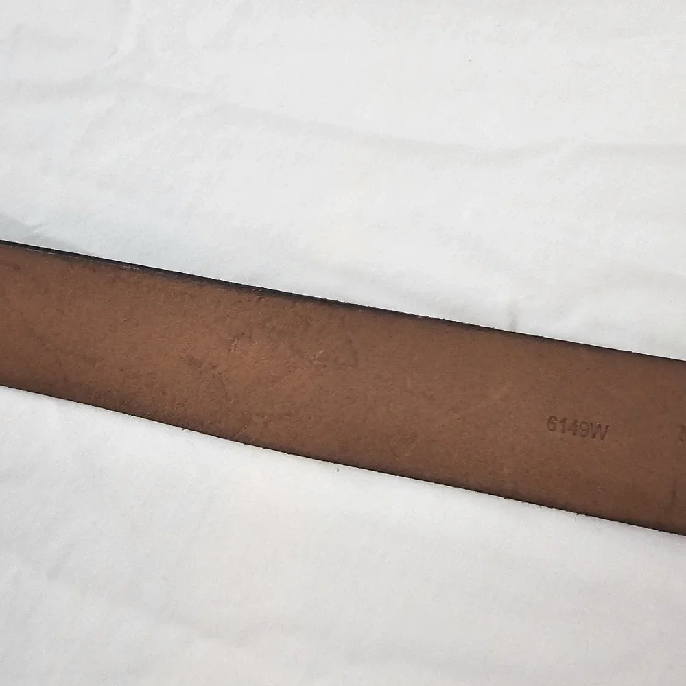 Talbots Womens Dark Brown Leather Belt Solid Brass Buckle Size 2X Style 6149W